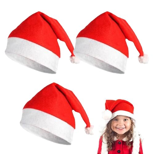 EIHI 3 PCS Weihnachtsmütze Weihnachtsmann Kostüm Nikolausmütze Mütze Weihnachten Nikolaus rot Weihnachtsfeier Weihnachtsmarkt Erwachsene und Kinder von EIHI