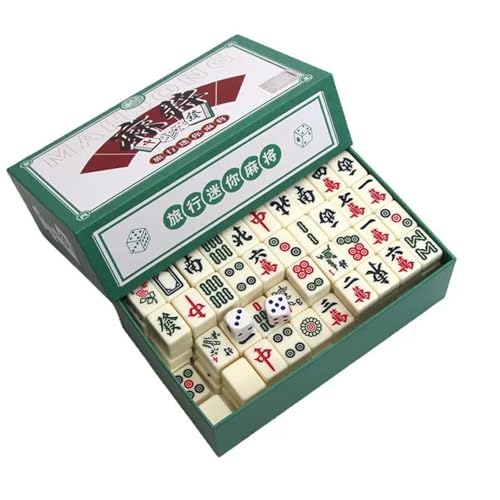 EIMZU Mahjong, Majongsteine Spiel, Mini Mahjong Set, Majongsteine Spiel, Traditionelles Chinesisches Majong Spiel, Tragbarer Mahjong Brettspiel Set mit 144 Mahjong Steinen, Tabletop Spiel Brettspiel von EIMZU