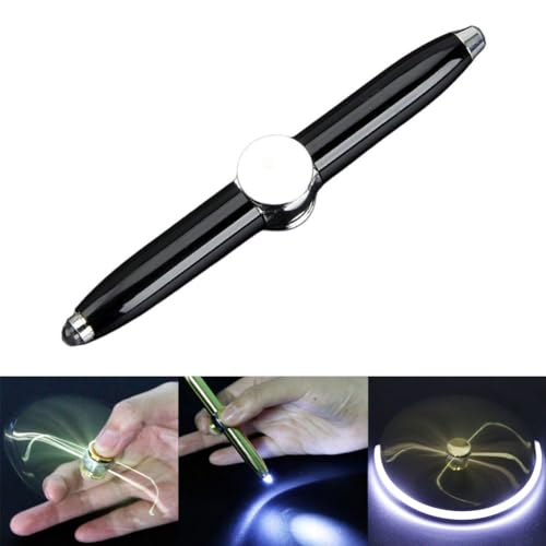 EIRZNGXQ Spinning Pen, Fidget Spinner Pen mit LED-Licht, Schreibwerkzeug Praktischer Fidget Pen Beleuchtete Spitze Stift Kugelschreiber für Beleuchtung zum Schreiben im Dunkeln, Schwarz von EIRZNGXQ