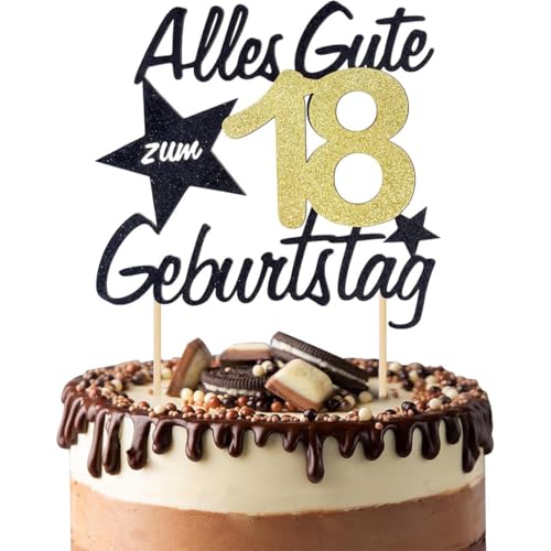 Torten Deko 18 Geburtstag Mann Frau 18 Geburtstag Alles Gute zum Geburtstag 18 Jahre Happy 18th Birthday Cake Topper Kuchen Topper Kuchendeko 18 Geburstagstorte Gold für 18 Geburtstag Frauen Männer von EIYVPRA