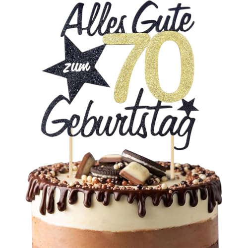 Torten Deko 70 Geburtstag Mann Frau 70 Geburtstag Alles Gute zum Geburtstag 70 Jahre Happy 70th Birthday Cake Topper Kuchen Topper Kuchendeko 70 Geburstagstorte Gold für 70 Geburtstag Frauen Männer von EIYVPRA