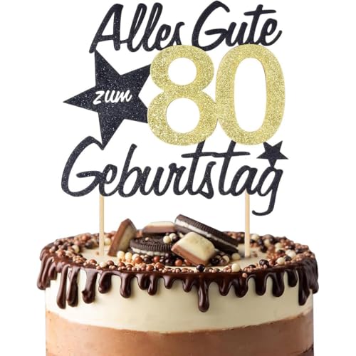 Torten Deko 80 Geburtstag Mann Frau 80 Geburtstag Alles Gute zum Geburtstag 80 Jahre Happy 80th Birthday Cake Topper Kuchen Topper Kuchendeko 80 Geburstagstorte Gold für 80 Geburtstag Frauen Männer von EIYVPRA