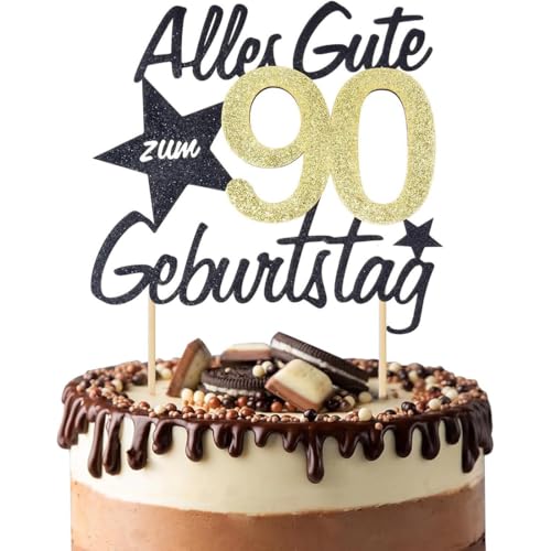Torten Deko 90 Geburtstag Mann Frau - Alles Gute zum 90. Happy Birthday Cake Topper Kuchen Topper Kuchendeko Geburstagstorte Gold für Frauen Männer Torten Deko 90 Geburtstag Mann Frau - Alles Gute zum 90. Happy Birthday Cake Topper Kuchen Topper Kuchendeko Geburstagstorte Gold für Frauen Männer von EIYVPRA