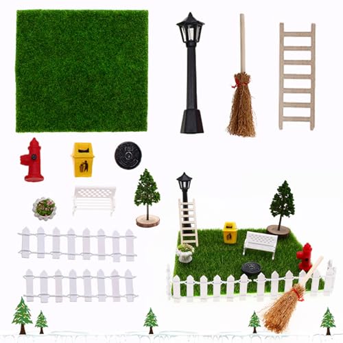 EJJUOO 12 Stück Miniatur Garten Zubehör Set, Mini Garten Möbel Deko Set, Miniatur Garten Zubehör, Geeignet zum Dekorieren Eines Minigartens, Weihnachtswichtel Zubehör von EJJUOO