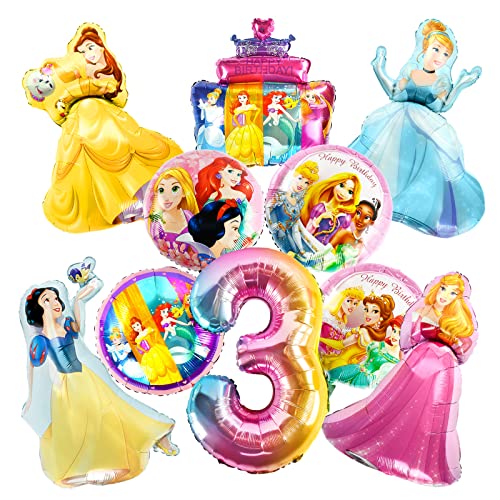 Folienballon 3, 10 PCS Geburtstag Luftballons, Folienballons Helium Geburtstag Set, Geburtstag Luftballons Mädchen, Folienballon 3 Jahre Mädchen für Geburtstage, Partys von EKDAYA