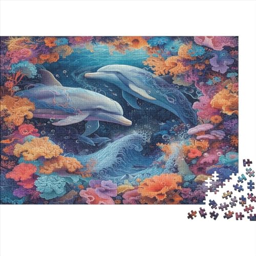 Delphin Puzzle 1000 Teile, Erwachsene, Klassische Puzzle, Impossible Puzzle,GesKükenlichkeitsspiel Für Die Ganze Familie Erwachsenenpuzzle Ab 14 Jahren Puzzel 1000pcs (75x50cm) von EKDKERBDI