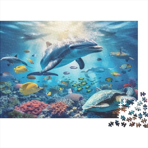 Delphin Puzzle 1000 Teile,Puzzle Für Erwachsene, Impossible Puzzle,Puzzle 1000 Puzzle Home Dekoration Puzzle,Erwachsenenpuzzle Puzzel 1000pcs (75x50cm) von EKDKERBDI