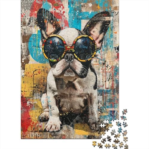 Französische Bulldogge Puzzle 1000 Teile Für Erwachsene Und Kinder Ab 14 Jahren Für Stressabbauer Puzzel 1000pcs (75x50cm) von EKDKERBDI