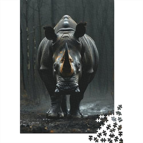 Rhinoceros Puzzle 1000 Teile Erwachsene Puzzles Für Erwachsene Klassische Puzzles 1000 Teile Erwachsene Puzzlespiel Schwer Pädagogisches Spielzeug Erwachsene Kinder Puzzel 1000pcs (75x50cm) von EKDKERBDI