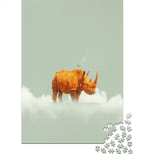 Rhinoceros Puzzle 1000 Teile Puzzle Für Erwachsene Und Kinder Ab 14 Jahren Puzzel 1000pcs (75x50cm) von EKDKERBDI