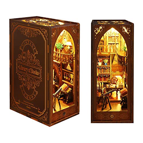 Holz Book Nook Miniatur Haus Kit Mit Und Licht Ewige Buchhandlung Buch Modell Regal Insert Kits von EKENOZ