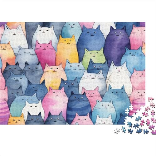 Bunte Katze Puzzle Erwachsenenpuzzle Farbenfrohes AI Animals 500 Teile Puzzle Für Erwachsene Ab 14 Jahren 500pcs (52x38cm) von EKIDAZ