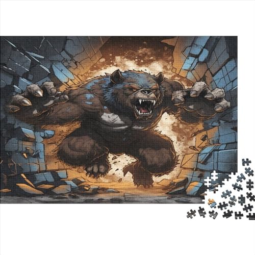 Mürrischer Bär 1000 Teile Jigsaw Puzzles Für Erwachsene Schwieriges Schweres AI Animals Jigsaw Puzzle Für Frauen Männer Premium Präzise Interlocking Herausforderndes Spiel Lernspiel 1000pcs (75x50cm) von EKIDAZ