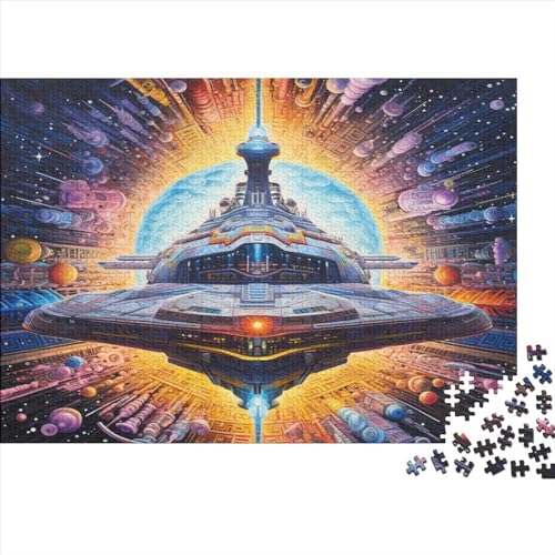 Mysterious Weltraumship Puzzle Erwachsenenpuzzle Farbenfrohes AI Design 500 Teile Puzzle Für Erwachsene Ab 14 Jahren 500pcs (52x38cm) von EKIDAZ