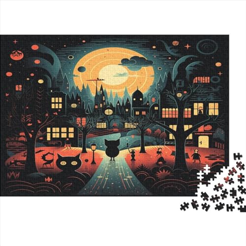 Nächtliche Stadt 500 Teile Puzzles Für Erwachsene Teenager Stress Abbauen Familien-Puzzlespiel AI Design Puzzle Lernspiel Spielzeug Geschenk 500pcs (52x38cm) von EKIDAZ