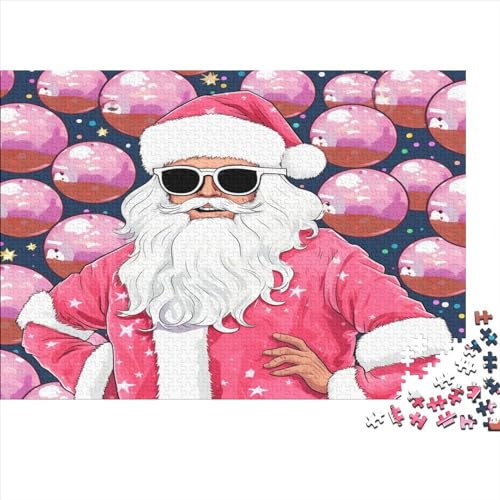 Pink Father Weihnachtsmann Puzzle Erwachsenenpuzzle Farbenfrohes AI Design 1000 Teile Puzzle Für Erwachsene Ab 14 Jahren 1000pcs (75x50cm) von EKIDAZ
