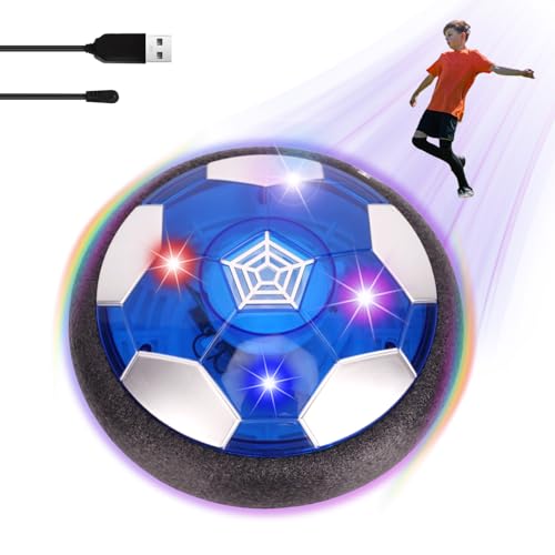 Air Power Fußball, Hover Fussball mit LED, Air Fussball Kinder Wiederaufladbar, Indoor Fussball Spiele, Schwebender Fussball Spiele Kinder, Geschenke für ab 3-12 Jahre Kinder Jungen Mädchen von EKKONG