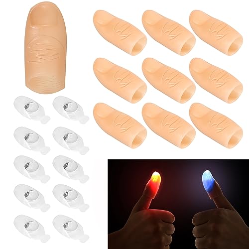 EKKONG Magisches Daumenlicht 5 Stück Daumenlichter Magie LED Fingerlampe Daumen Licht Rubber Thumb für Magie, Bar-Requisiten, Partyzubehör, Streichspielzeug von EKKONG