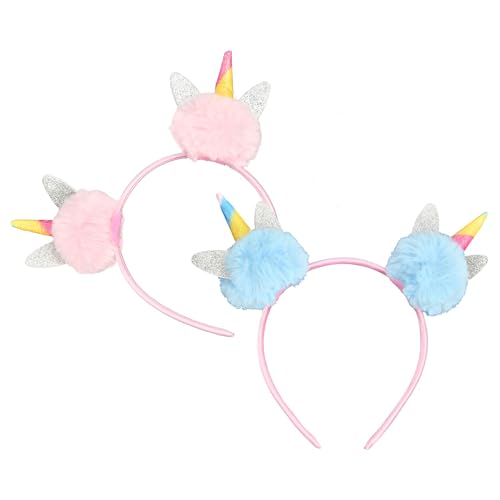 EKKONG Einhorn Haarschmuck, Haarreif Party, Pompom Ball Einhorn Stirnbänder, Haarreif Mädchen, 2 Stück, 2 Farben, Perfekt für Kindergeburtstag, Halloween, Cosplay Kostüme EKKONG Einhorn Haarschmuck, Haarreif Party, Pompom Ball Einhorn Stirnbänder, Haarreif Mädchen, 2 Stück, 2 Farben, Perfekt für Kindergeburtstag, Halloween, Cosplay Kostüme von EKKONG