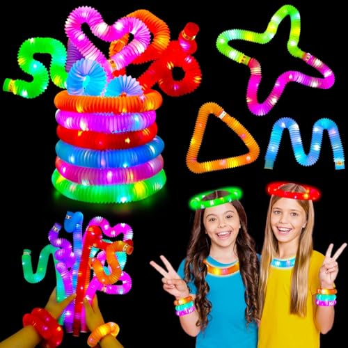 EKKONG Pop Tubes Kinder 12 Stück Knicklicht Pop Tubes LED Leuchtspielzeug Leuchtstäbe Geburtstagsparty Dekoration Set, Leuchtende Armbänder Party Deko EKKONG Pop Tubes Kinder 12 Stück Knicklicht Pop Tubes LED Leuchtspielzeug Leuchtstäbe Geburtstagsparty Dekoration Set, Leuchtende Armbänder Party Deko von EKKONG