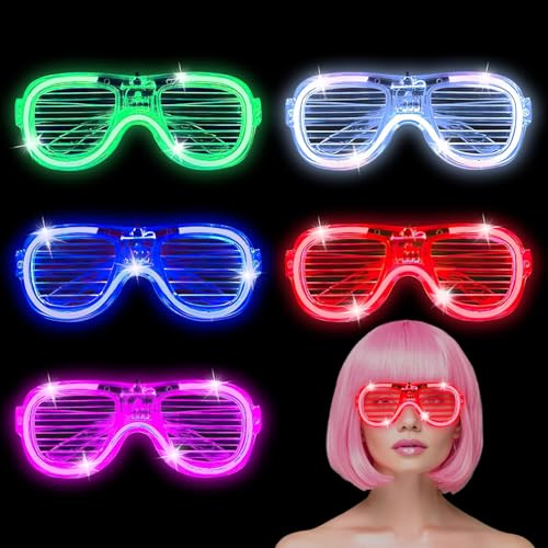 EKKONG LED Brille für Party, Leuchtende Brillen 5 Stück Leuchtbrille LED Partybrille für Halloween Geburtstag Karneval Party Spielzeug Geschenk von EKKONG