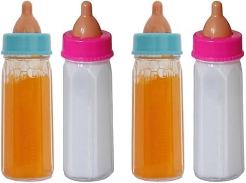 Magische Flasche,4 Stück Baby Puppe Milchfläschchen mit Schnuller,New Born Baby Puppe Zubehör,Zauberflaschen Für Puppen,für Babypuppen 3 Jahre to 6 Jahre von EKKONG