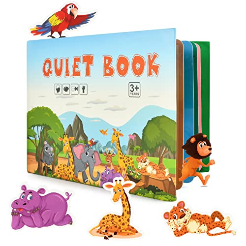 EKKONG Montessori Quiet Book,Montessori Busy Book Puzzle Buch Paste Buch Passendes Lernspielzeug Babyspielzeug Frühe Entwicklung Spielzeugbuch für Kinder Entwickeln Lernfähigkeiten (Tier) von EKKONG