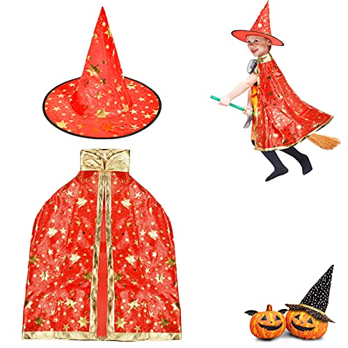 EKKONG Umhang Kinder Halloween Kostüm Zauberer Kostüm Hexe Umhang Vampir Dracula Mantel 80cm/90cm für Halloween Party Cosplay Kinder Herren Damen Community-Aktivitäten, Bühnenperformance,Themenparty von EKKONG