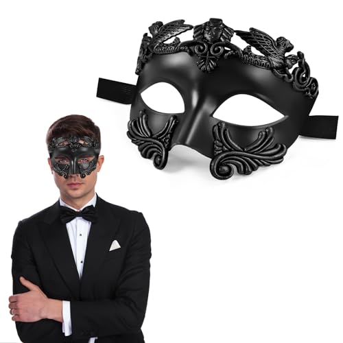 EKKONG Venezianische Maske Herren, Masken Kostüm Maskenball Halloween Augenmaske Masquerade Mask Men für Halloween Maskerade Kleidung Ankleiden Zubehör (Schwarz) von EKKONG