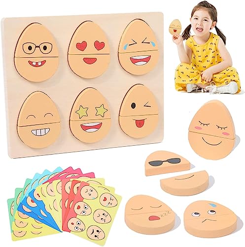 Holzpuzzle für Kleinkinder, 23 Stück Holz Kinderspielzeug Ab 2 3 4 5 Jahre Montessori Pädagogisches Lernspielzeug Interaktives Puzzle Spielzeug Geschenk für Baby Mädchen und Jungen von EKKONG