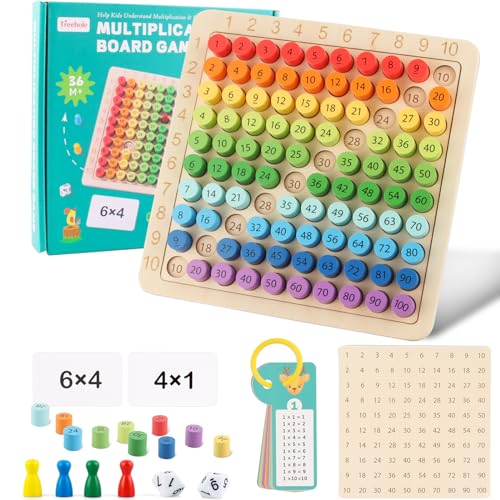 Montessori Multiplikationsbrett, Multiplikationstafel Holz, Multiplikationstabelle Kinder Lernen, Montessori Einmaleins Brett, 1x1 Lernen Spiel für Mathematische Manipulationen Kinderzählspielzeug von EKKONG