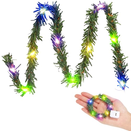 Wichtel Lichterkette Miniatur, Wichtel Zubehör Lichterkette, 40cm Mini LED Lichterkette, Bunte Licht, Miniatur Weihnachtsdeko, Puppenhaus Zubehör Weihnachten (Bunt-A) von EKKONG