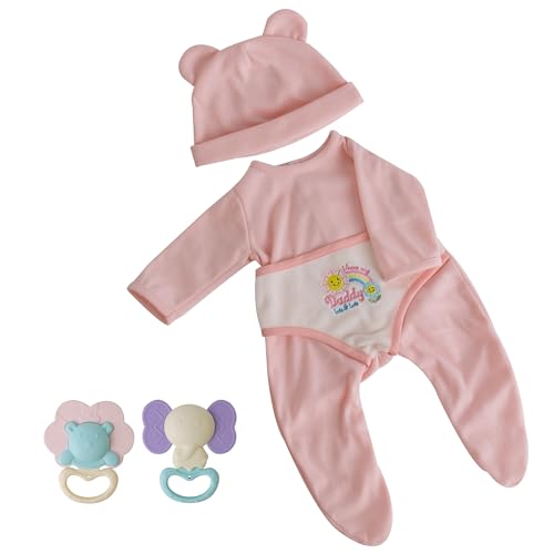 EKOKIZ Reborn Babypuppenkleidung Rosa Bär Gemusterte Babypuppenkleidung 17-22 Zoll Realistische Babypuppenkleidung und Zubehör für Neugeborene Mädchen Puppe von EKOKIZ