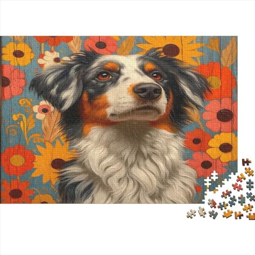 Australian Shepherd Hund Puzzle 1000 Teile,Puzzlespiel Für Erwachsene,Impossible Puzzle,Puzzle GesKükenlichkeitsspiel Für Die Ganze Familie, Geschenke Puzzel 1000pcs (75x5 von EKZLQJWPN