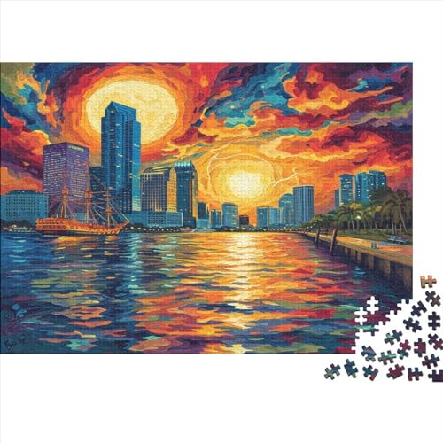 Sonnenuntergang über dem Hafen Puzzle 1000 Teile Für Erwachsene Und Kinder Ab 14 Jahrenfür Stressabbauer Puzzlespiel Erwachsenen Puzzlespiel Puzzel 1000pcs (75x50cm) von EKZLQJWPN