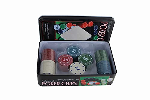 ELAELA Poker-Set mit 100 Pokerchips in Metallbox, 4 Farben, 1 € bis 25 €, Casino-Qualität, Laserring-Inlays, Profi-Stapelbarkeit, ideal für Cash-Spiele und Turniere von ELAELA