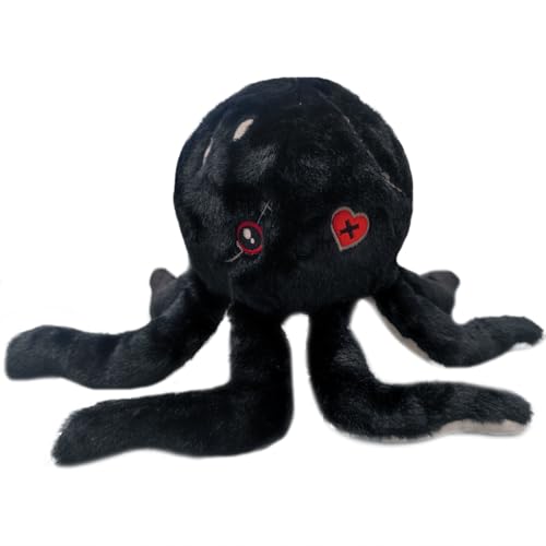 ELAINREN Halloween Goth Octopus Plüsch Marine Spielzeug, gruselige Narbe Octopus gefüllte Puppen, Crazy Black Octopus Plushie Dreadful Ocean Gifts/11.8'' von ELAINREN