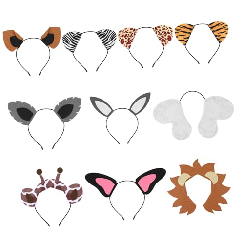 ELAYARD 10st Stirnband Mit Tiermotiven Bögen Streifenhörnchen Stirnbänder Spitzen-stirnband Für Damen Zubehör Thematisiert Zebra-kostüm Skelett Haustier Nase Ohren Gefühlt von ELAYARD