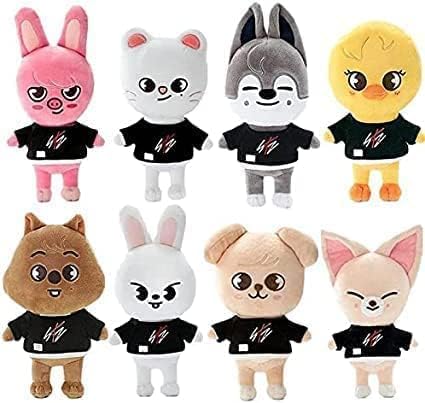 ELEFAD 21 cm Skzoo Stray-Kids Plüschpuppe, Cartoon-Wolf, Chan Leebit DWAEKKI Jiniret Han Quokka BbokAri PuppyM Foxl.NY, dekoratives Geschenk für Fans (8 Stück) von ELEFAD