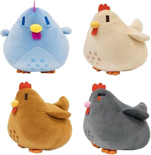 ELEFAD Stardew-Valley Game Huhn aus Plüsch, 20 cm, Plüschtier, Huhn, Zuchtkissen, für Fans (4 Stück) von ELEFAD