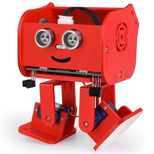 ELEGOO Roboter Penguin Bot Zweibeiniger Roboter Baukasten Kompatibel mit Arduino IDE, MINT Spielzeug mit Tutorial für Hobbybastler, STEM Toys für Kinder und Erwachsene V2.0(Rot) von ELEGOO