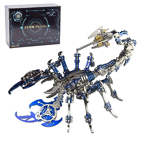 ELEMENTO 3D Metall Puzzles Tiere, 200+PCS Mechanische Skorpion König Modell Kits für Erwachsene, Steampunk Kreative Gebäude Spielzeug Desktop Decor (Blau) von ELEMENTO