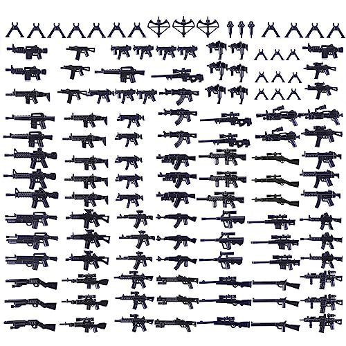 ELEMENTO 90 Teile Militär Waffen Set, Modular Custom Waffen Pack Klemmbausteine für Soldaten Armee, Militärblock Waffen Zubehör Klemmbausteine Zubehör für Kinder von ELEMENTO