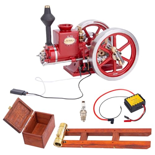 ELEMENTO Retrol Engine HM-01 Hit and Miss Motor Technikbausatz mit CDI-Zünder Starter Kit, Zündkerze, Kraftstofftank Metall Motor Verbrennungsmotor für Technikbegeisterte Erwachsene-KIT von ELEMENTO