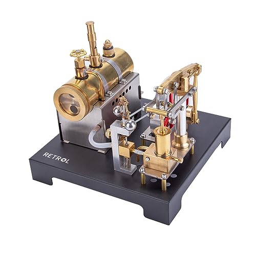 ELEMENTO Retrol Metall Dampfmaschinen Modellbausatz, Metall Balken Motor und Horizontaler Kessel Modell mit Zentrifugalregulator, Experimentelle Spielzeuge für Liebhaber von Dampfmaschinen (84PCS) von ELEMENTO