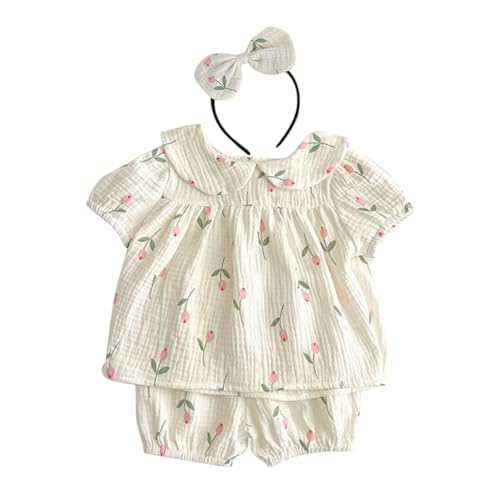 ELEOUTI 1 Satz -Strampler Sommeroutfits für Kleinkinder floral ärmellos Sommerkleidung Kurzarm Babykleidung kleider Kleidung für neugeborene Mädchen kleinkind mädchen outfits von ELEOUTI