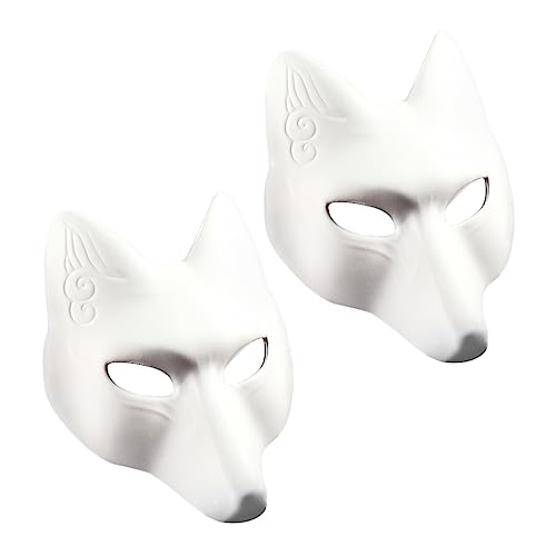 ELEOUTI 2st Fuchs Maske Halloween-masken Für Erwachsene Cartoon-party Cosplay Katzenmasken Therian Halloween-papiermaske Leere Papiermaske Dekor Japanische Fuchsmaske Panit Abs Eva Weiß von ELEOUTI