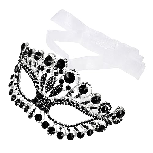 ELEOUTI Diamant maske Venezianische Maskerade Gesichtsbedeckung venezianische Masken halloween masken halloweenmaske kleidung Halloween-Requisite Cosplay-Party-Maske Legierung Black von ELEOUTI