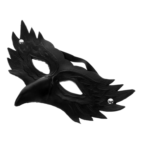 ELEOUTI Wolfsmaske Halloween-gesichtsmaske Halbgesichtsmaske Karnevalsmaske Adler Vogel Tiermasken Halbgesichts-fuchsmaske Tierische Halloween-cosplay- Black Pu- von ELEOUTI