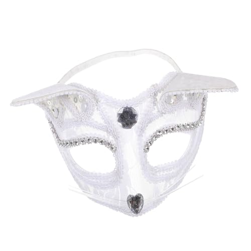 ELEOUTI halbgesichtige Prinzessinnenmaske Maskerade für Frauen Karnevalsmasken dekorative Fuchsmaske Halbmaske halloween hallowen masks Party-Maske Cosplay-Maske für Frauen Spitze Weiß von ELEOUTI